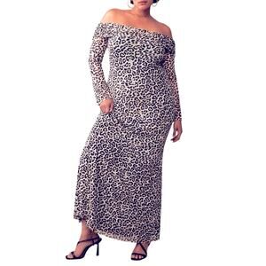 NWT $128 AFRM Anthropologie black white leopard stretchy mesh dress 2XL